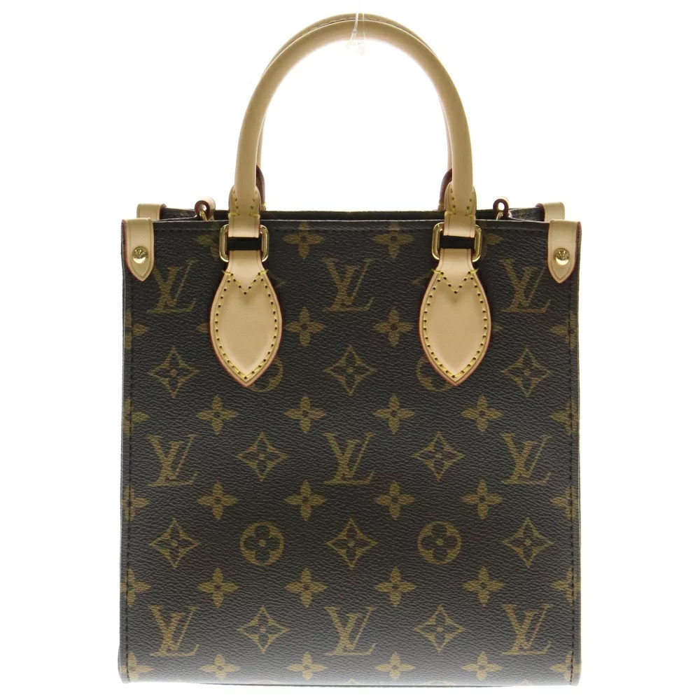 LOUIS VUITTON Monogram Sac Plat Leather Handbag Shoulder Bag Brown - Picture 1 of 6